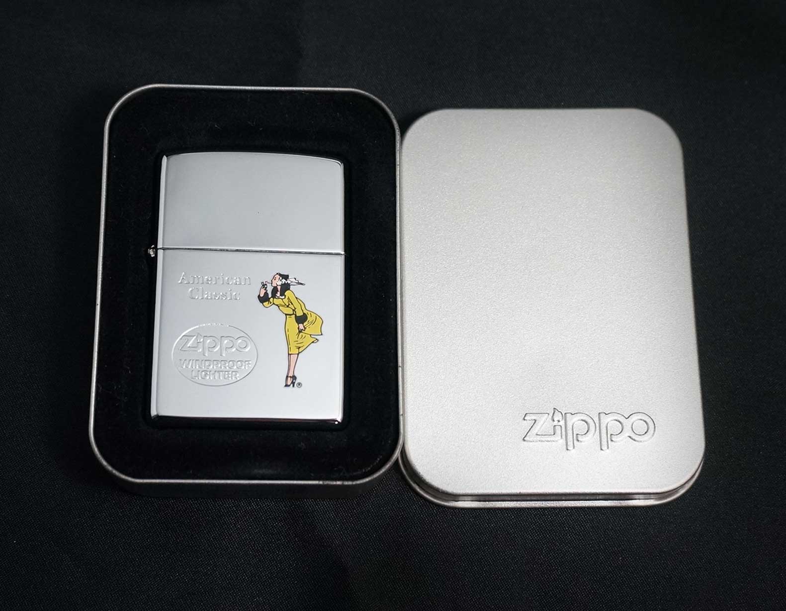 画像: zippo WINDY エッチング＆プリント イエロー 2000年製造