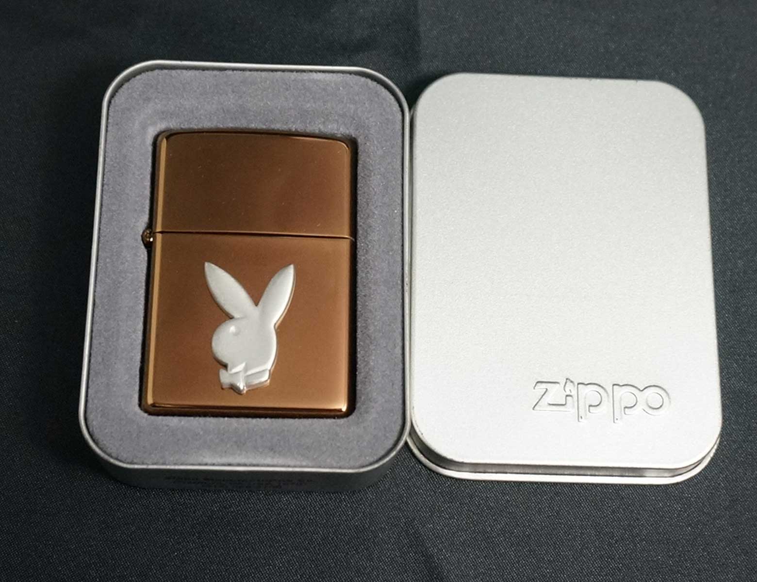 画像: zippo PLAYBOY ブロンズ バニーゴールドメタル 2003年製造