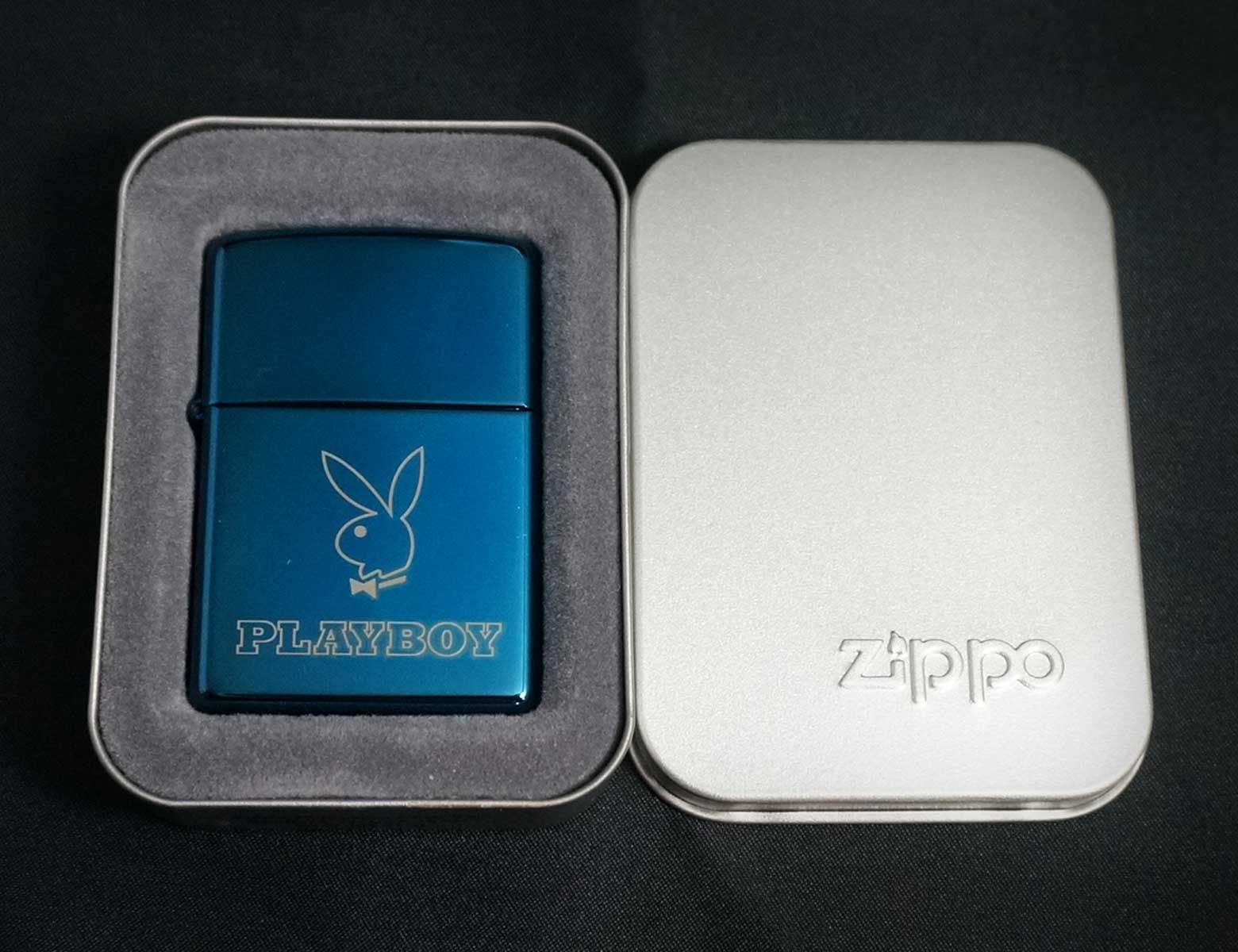 画像: zippo PLAYBOY バニー ブルーチタン 2004年製造