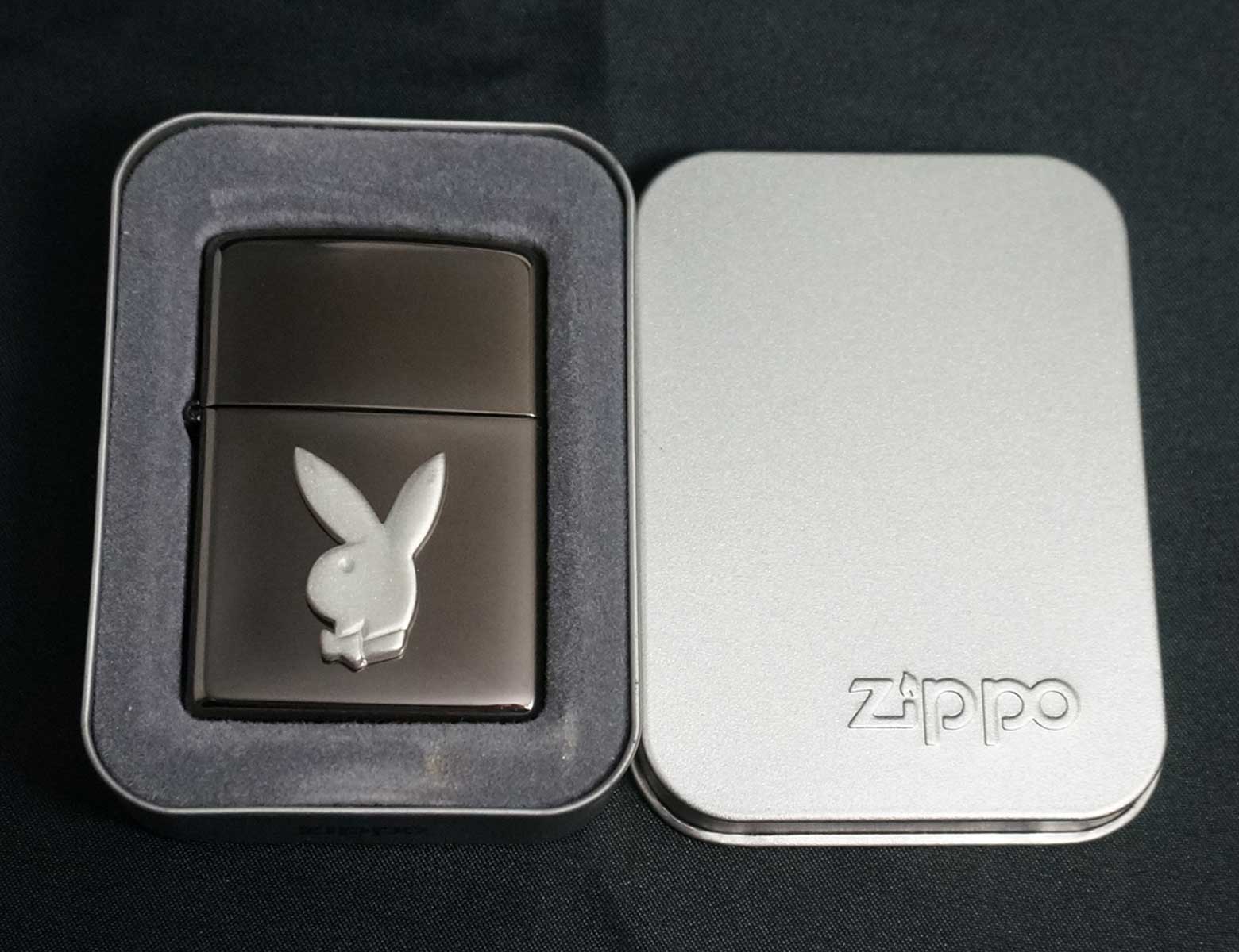 画像: zippo PLAYBOY バニーメタル ブラックニッケル 2003年製造