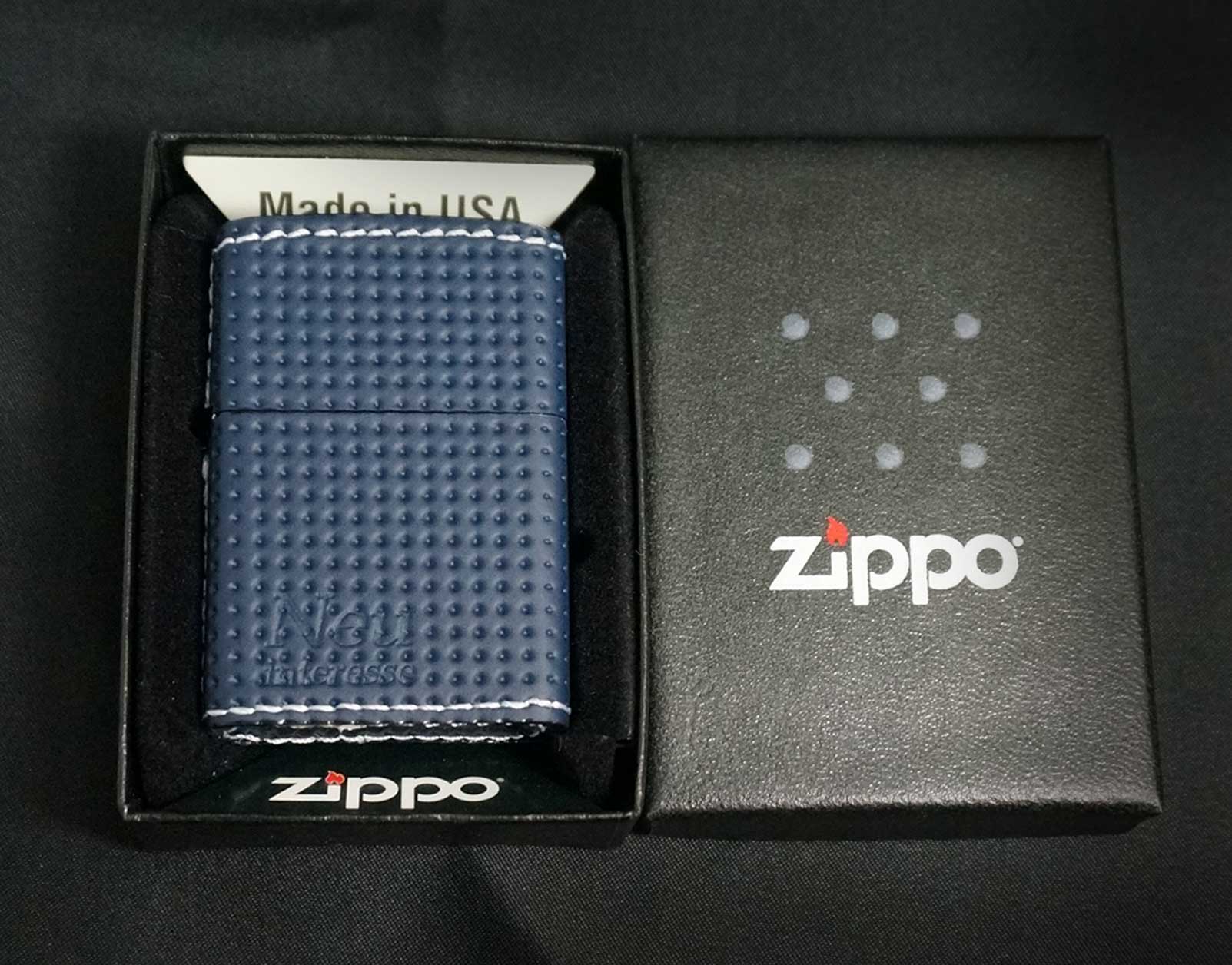 画像: zippo 革巻 New interesse Lenkrad ネイビー