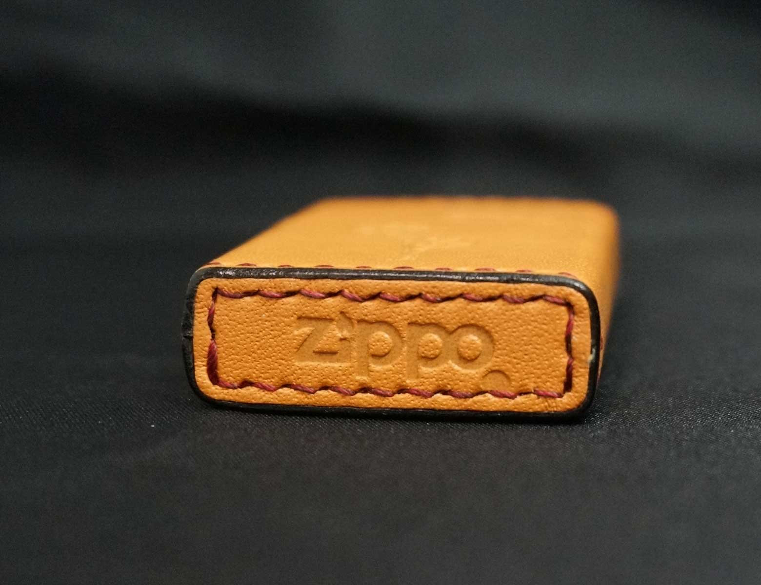 画像: zippo WINDY 革巻き ライトブラウン