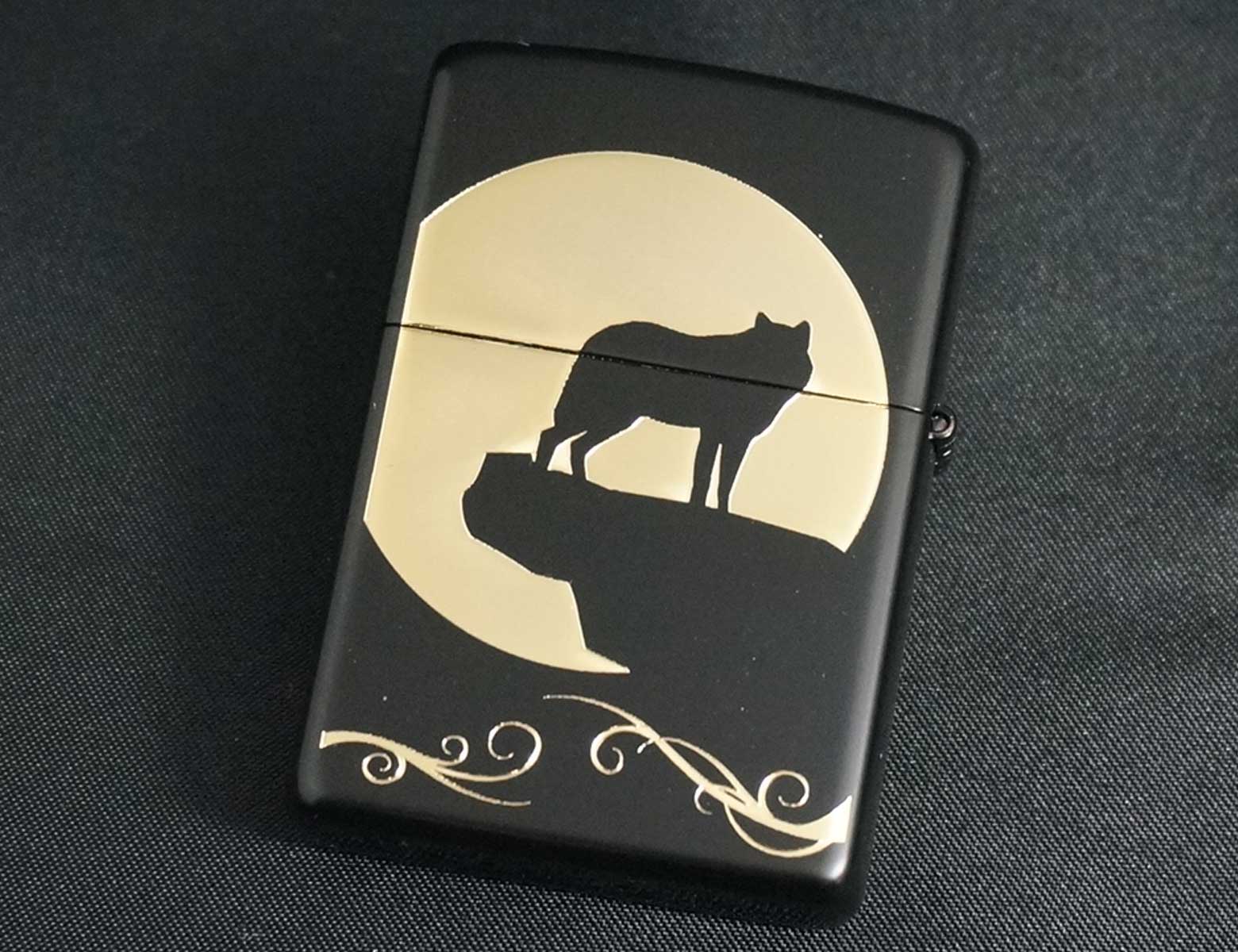 画像: zippo ムーンライトシャドウ ウルフ 両面加工