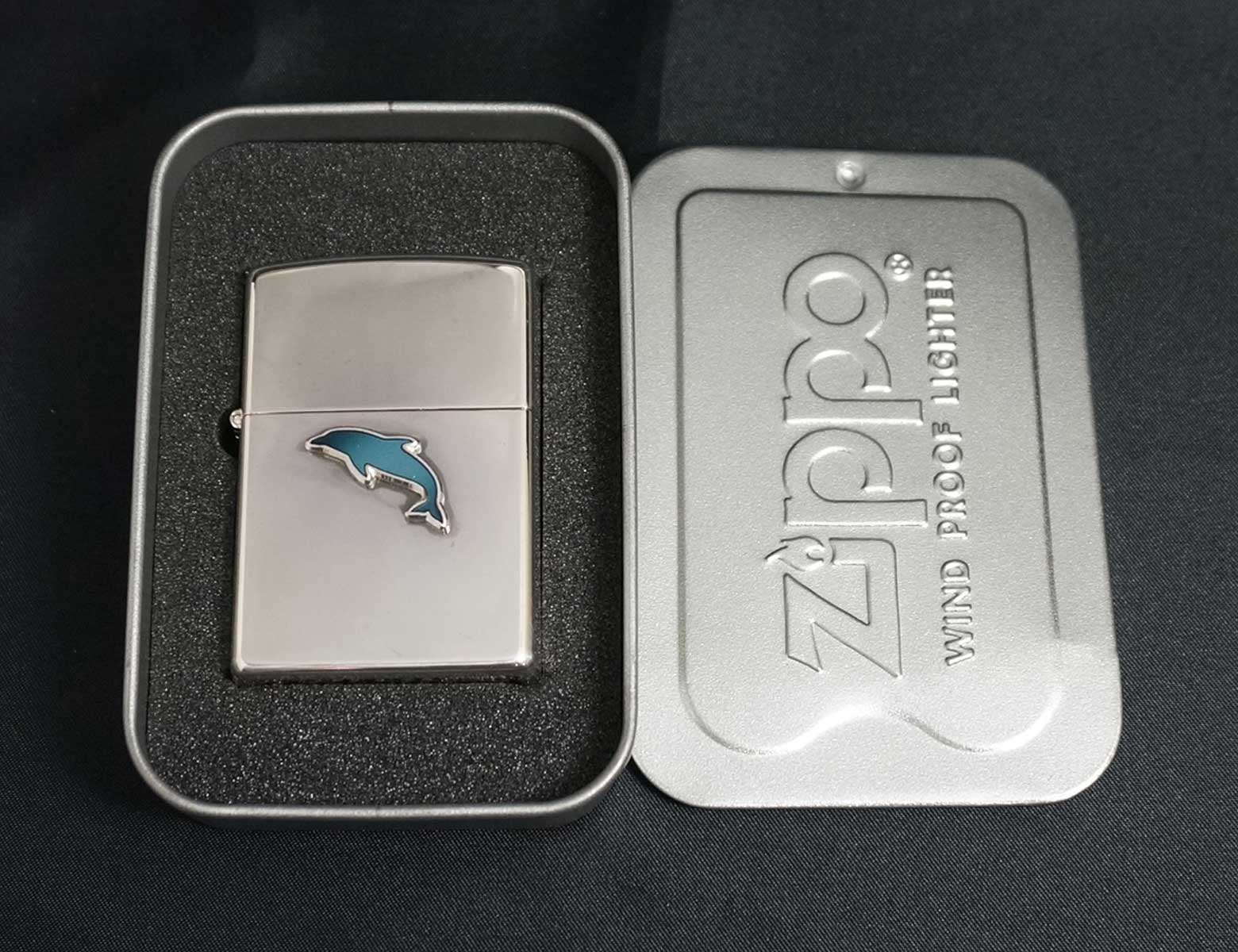 画像: zippo イルカメタル ブルー #250 2001年製造