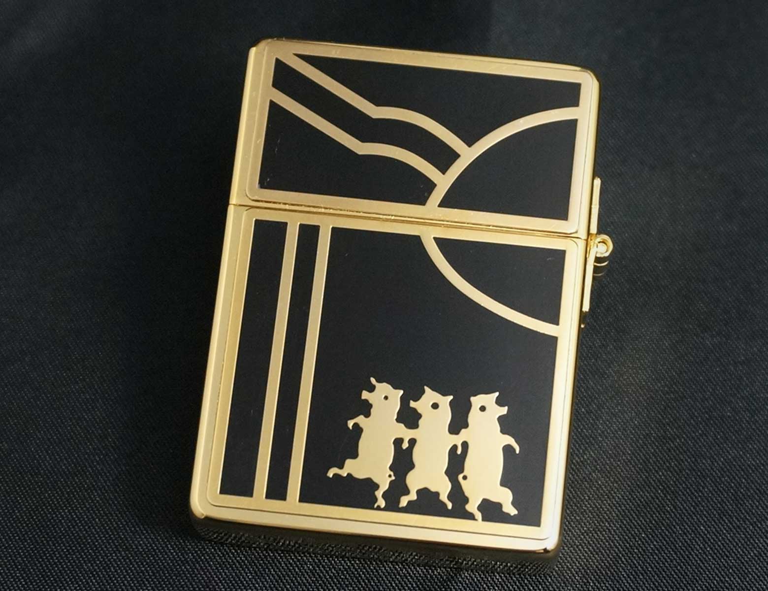 画像: zippo NO.1935G スリーピッグス ゴールド×ブラック 350個限定