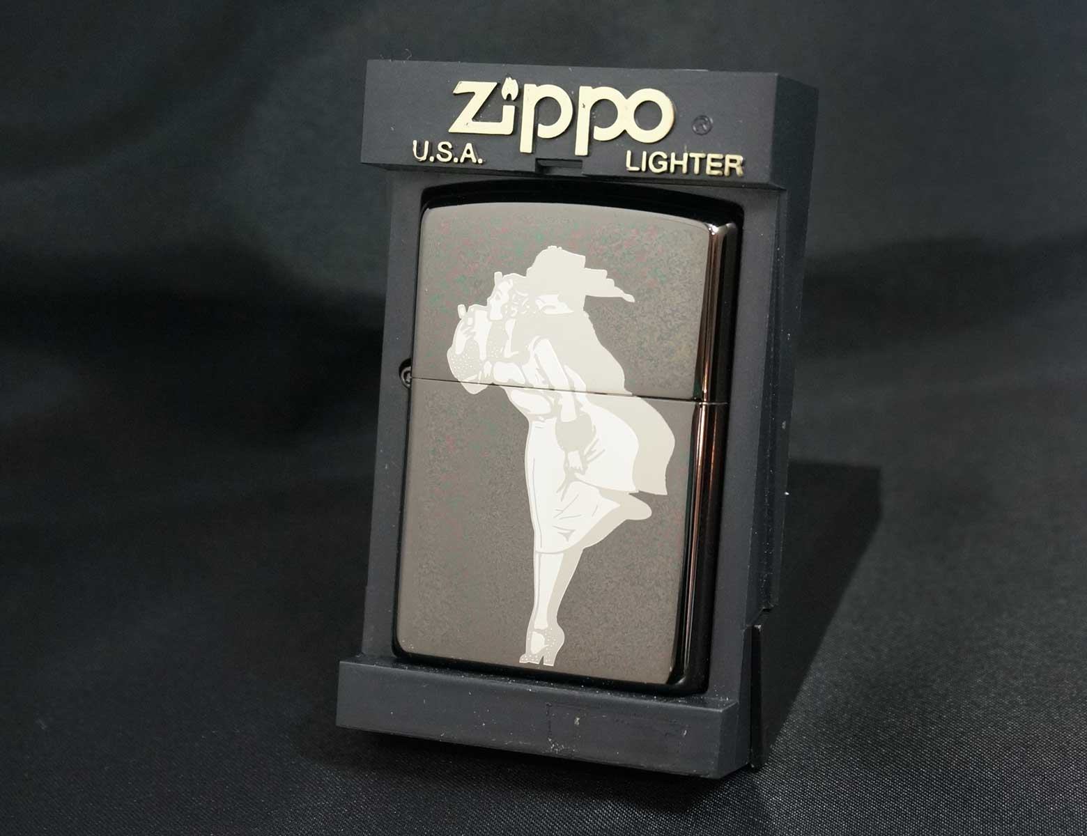 画像: zippo WINDY ブラックニッケル＆ミラー 2003年製造