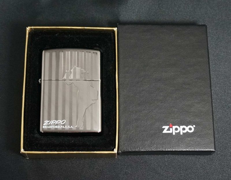 画像: zippo WINDY ストライプ BK 2005年製造