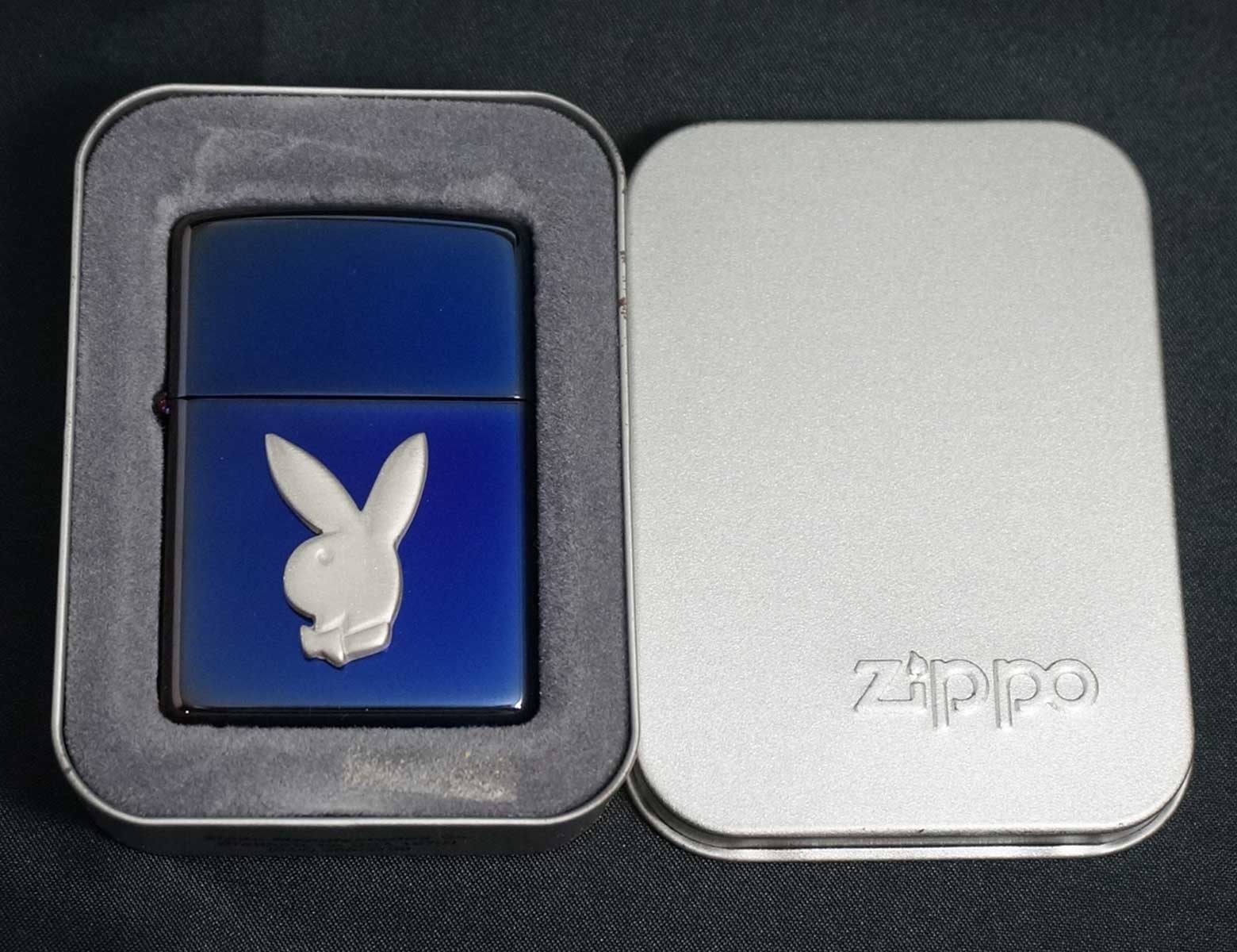 画像: zippo PLAYBOY ムードインディゴ バニーメタル 2003年製造
