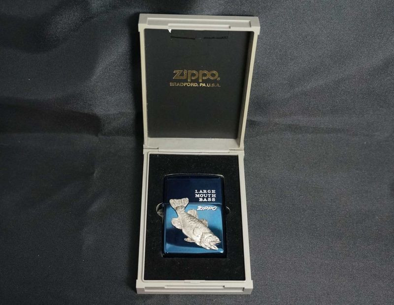 画像: zippo フィッシュ ブルーチタン ラージマウスバス 1997年製造