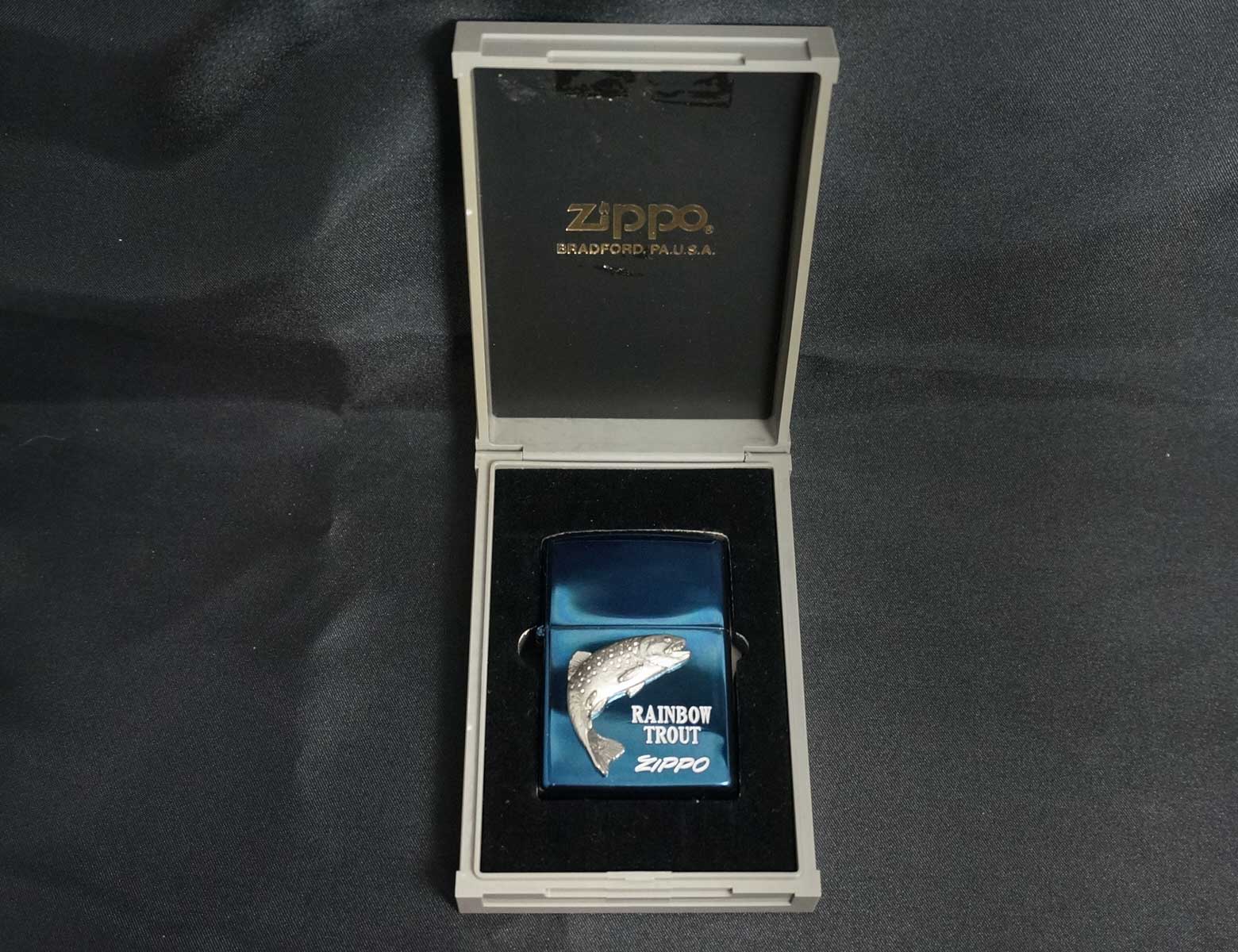 画像: zippo フィッシュ ブルーチタン レインボートラウド 1997年製造