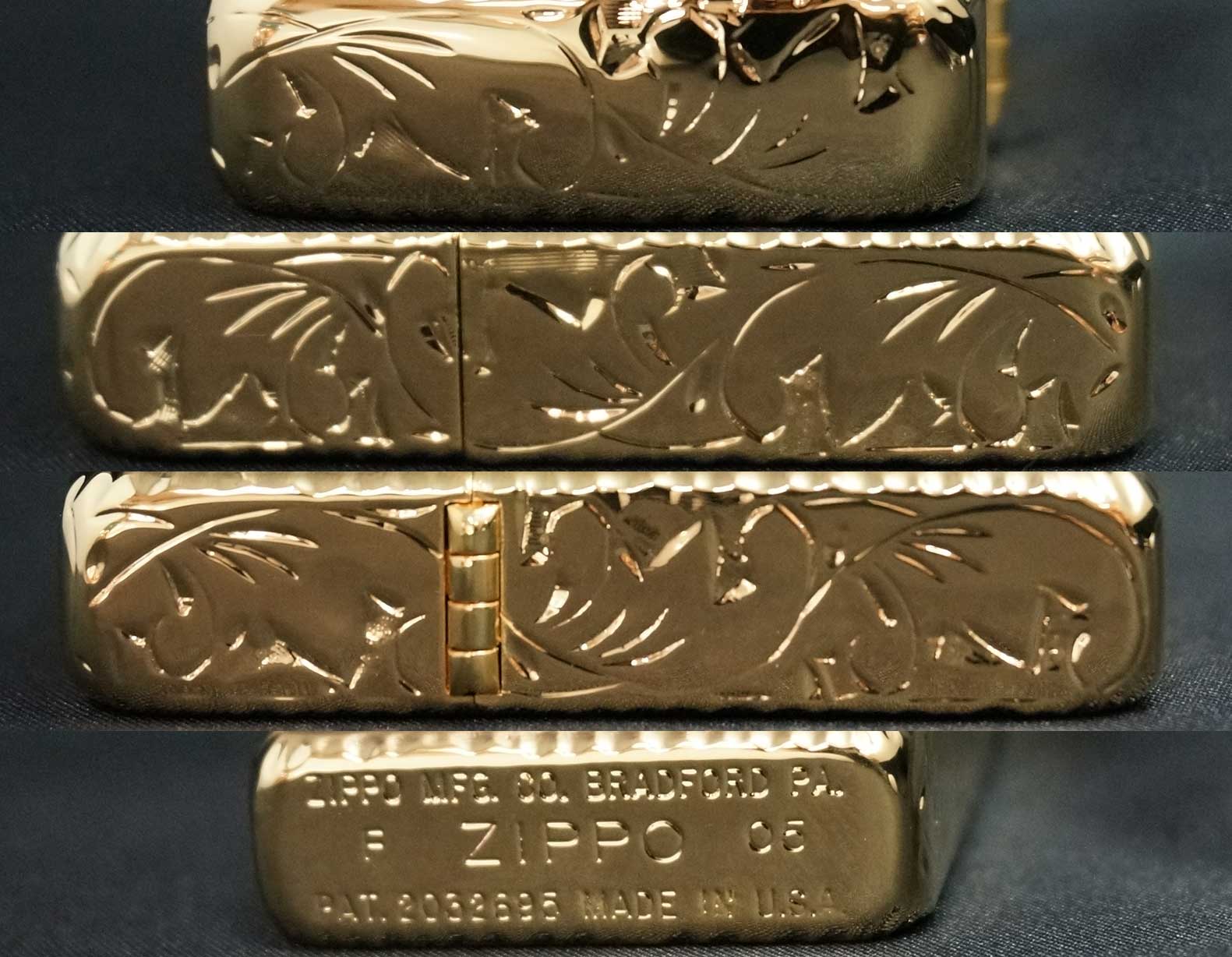 画像: zippo 1941REPLICA サイド手彫り ゴールド シリアルNO.008