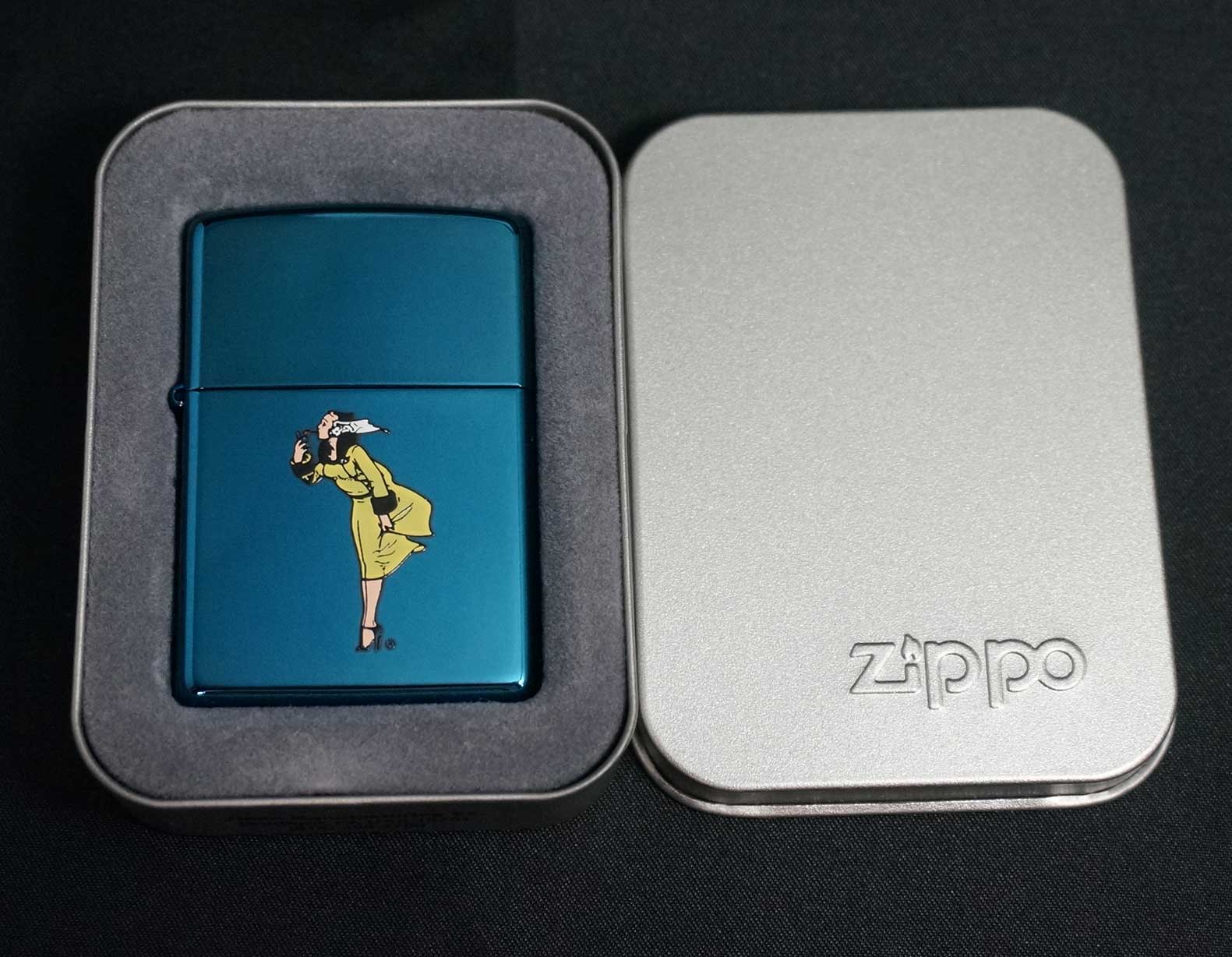 画像: zippo WINDY ブルーチタン イエロー 2004年製造