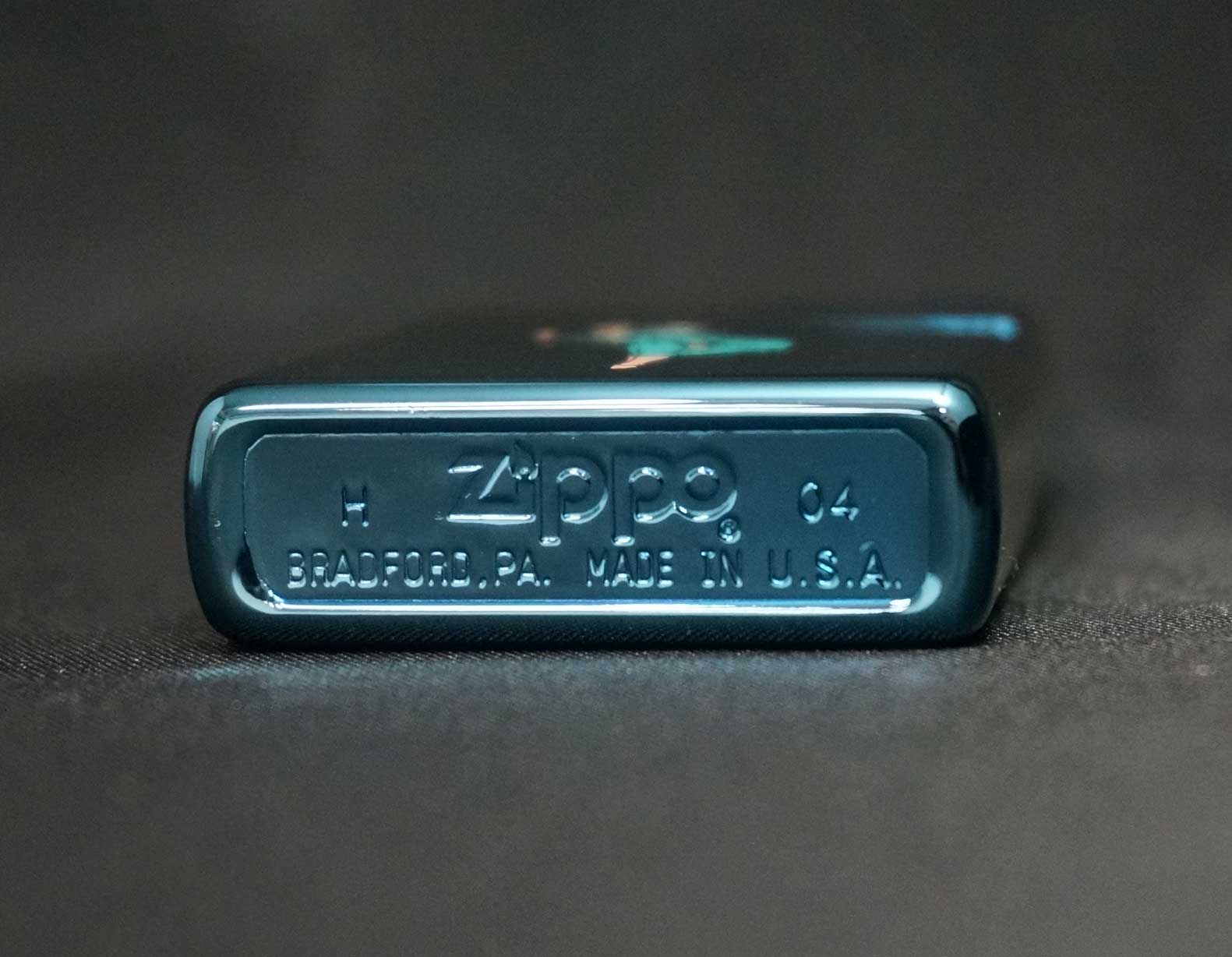 画像: zippo WINDY ブルーチタン グリーン 2004年製造