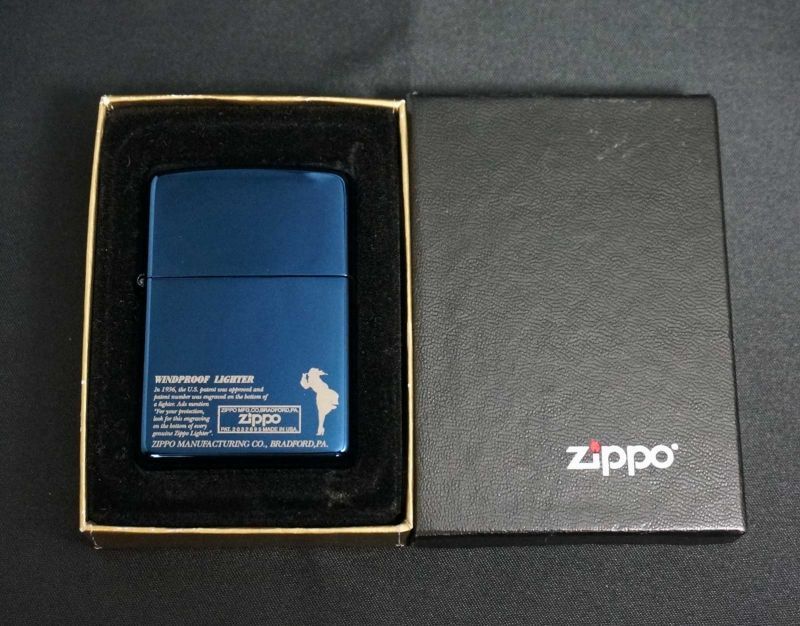 画像: zippo WINDY 文字＆シルエット ブルーチタン 2003年製造