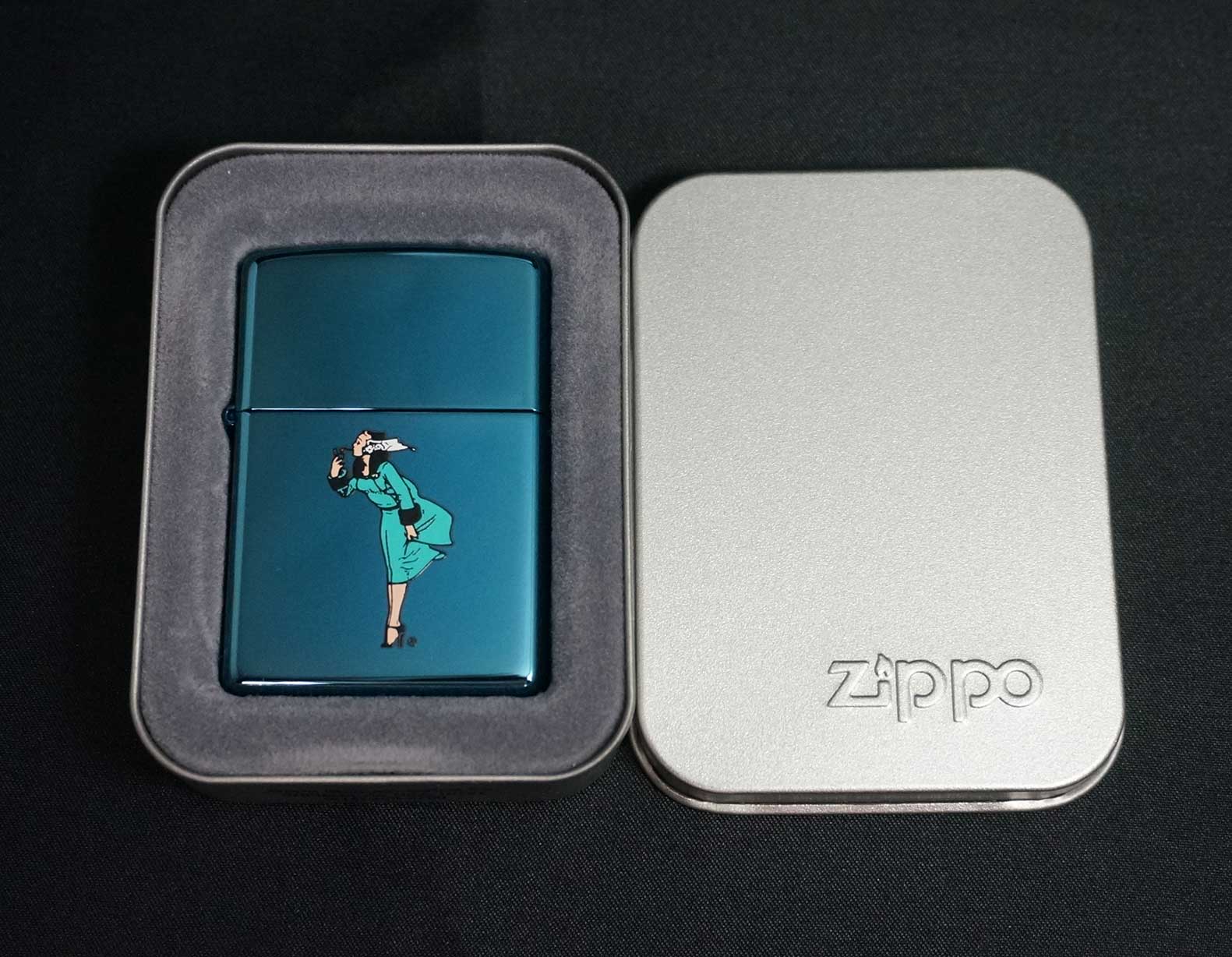 画像: zippo WINDY ブルーチタン グリーン 2004年製造