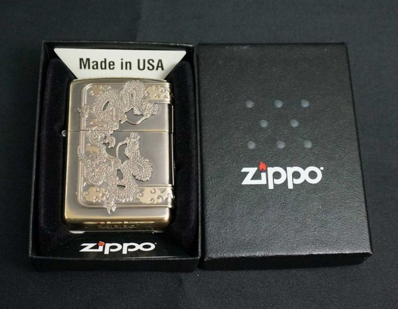 画像: zippo 三面龍 ブラスいぶし 