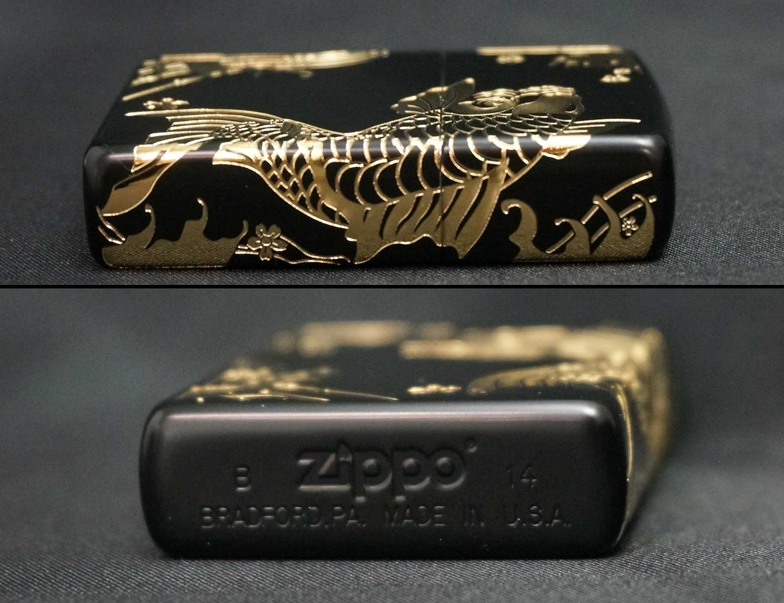 画像: zippo 昇り鯉 2面デザイン 金 2NBG-A