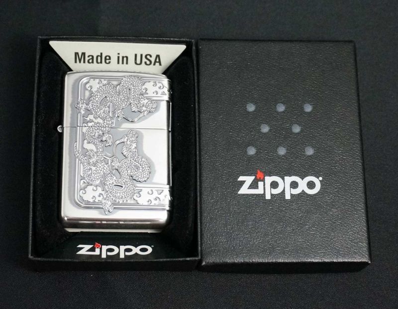 画像: zippo 三面龍 シルバーいぶし 