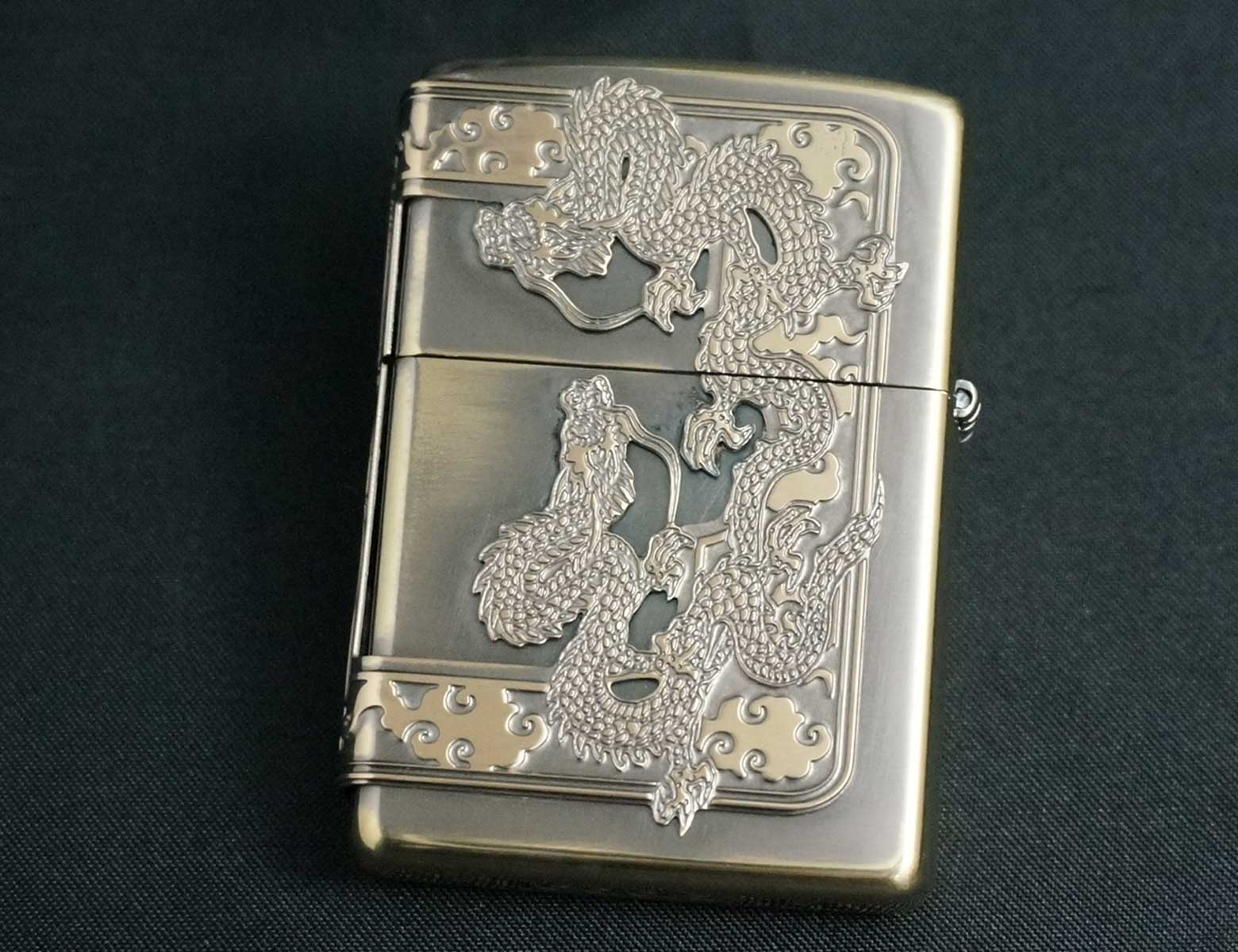 画像: zippo 三面龍 ブラスいぶし 