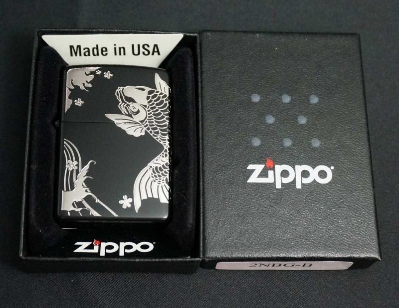 画像: zippo 昇り鯉 2面デザイン 銀 2NBG-B