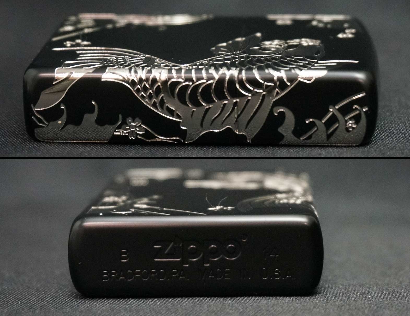 画像: zippo 昇り鯉 2面デザイン 銀 2NBG-B