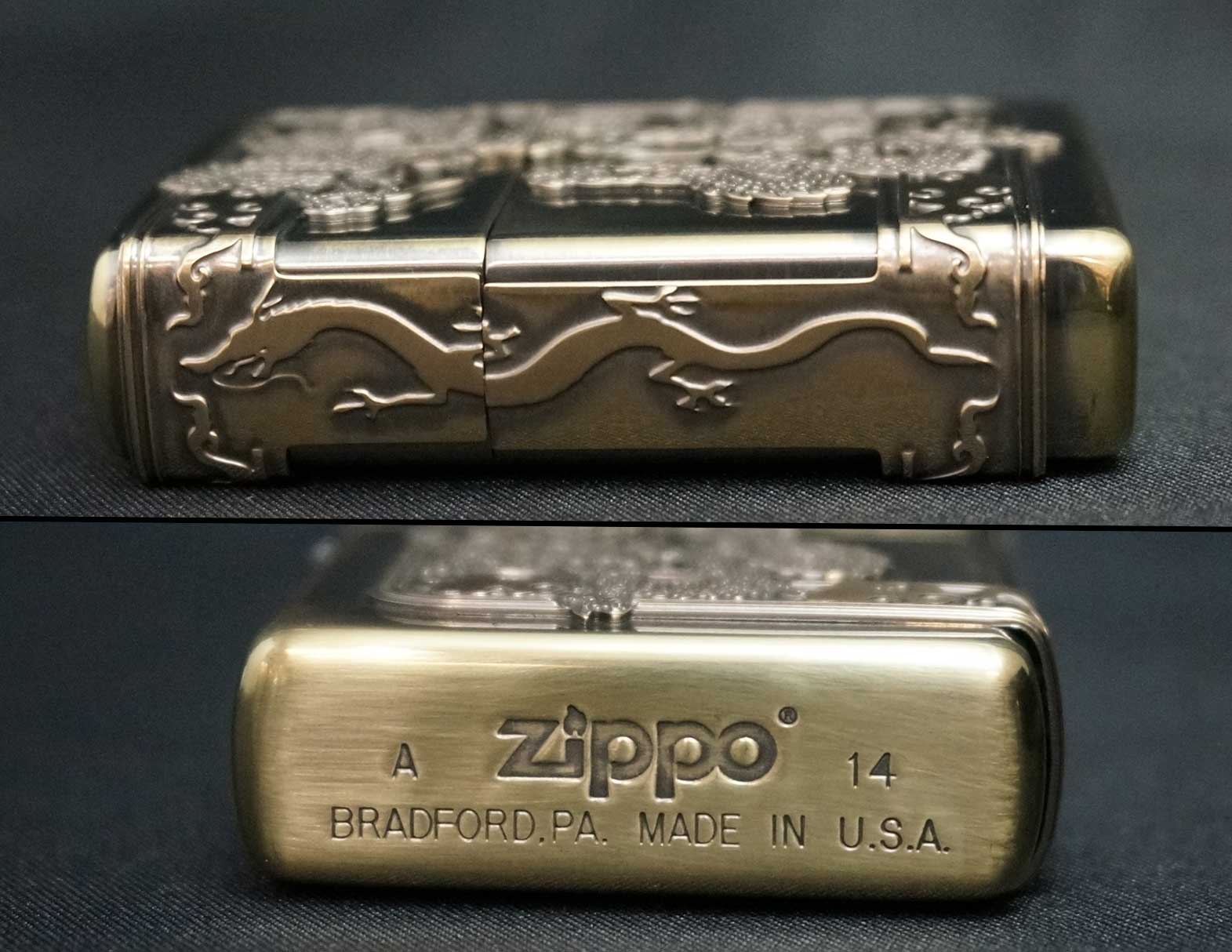 画像: zippo 三面龍 ブラスいぶし 