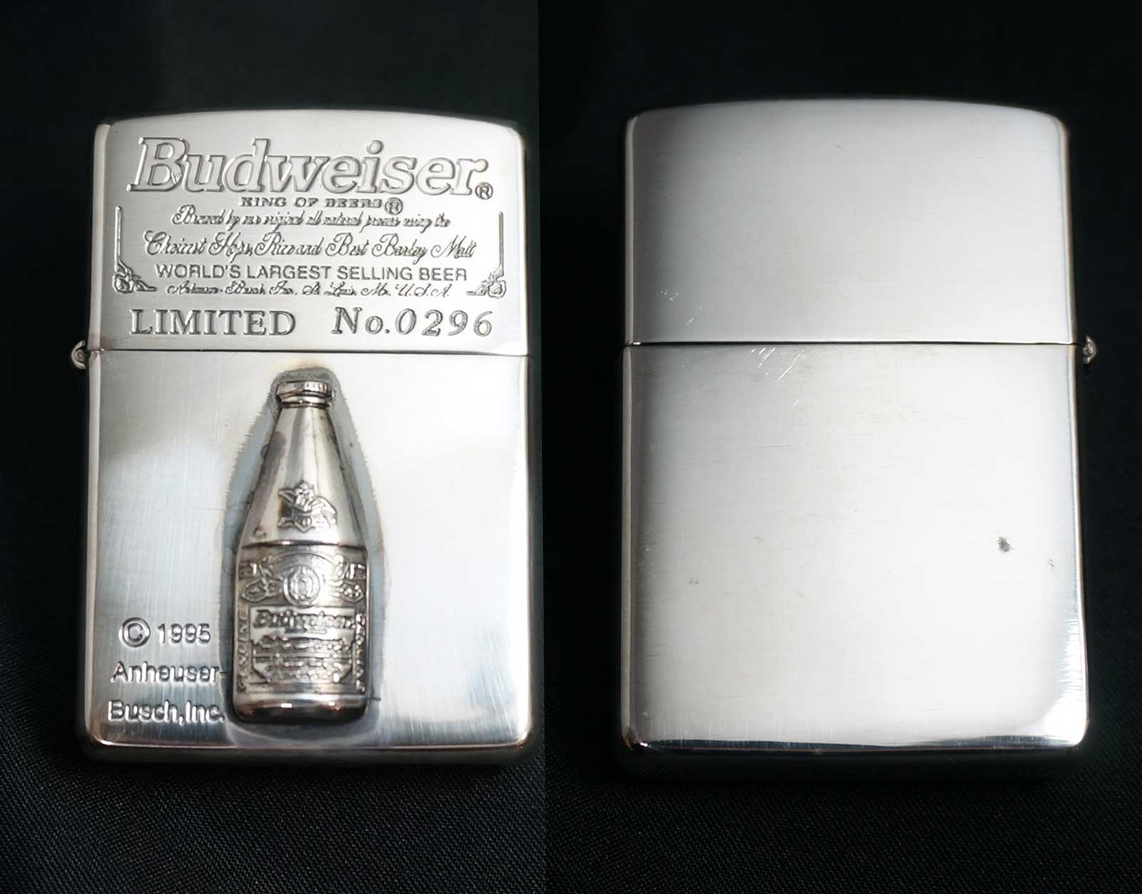 画像: zippo Budweiser シルバーメッキ B 1995年製造