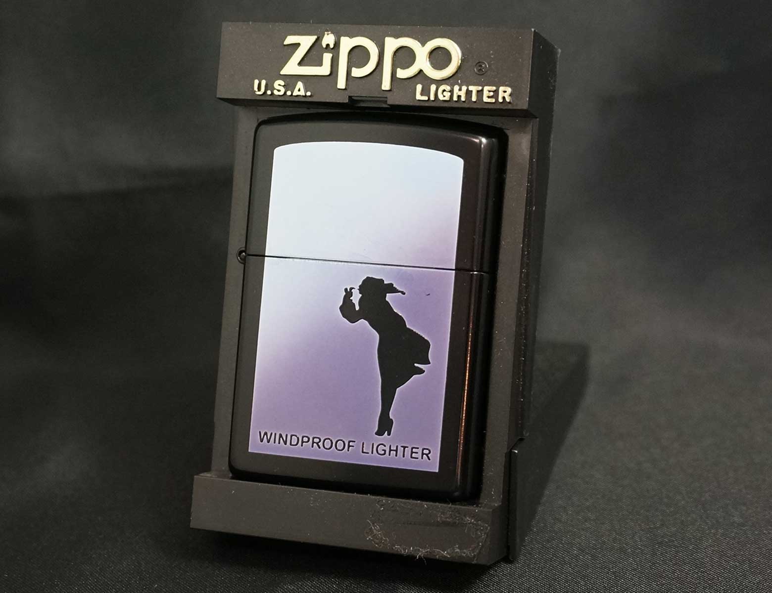 画像: zippo WINDY 黒マット パープル 2001年製造