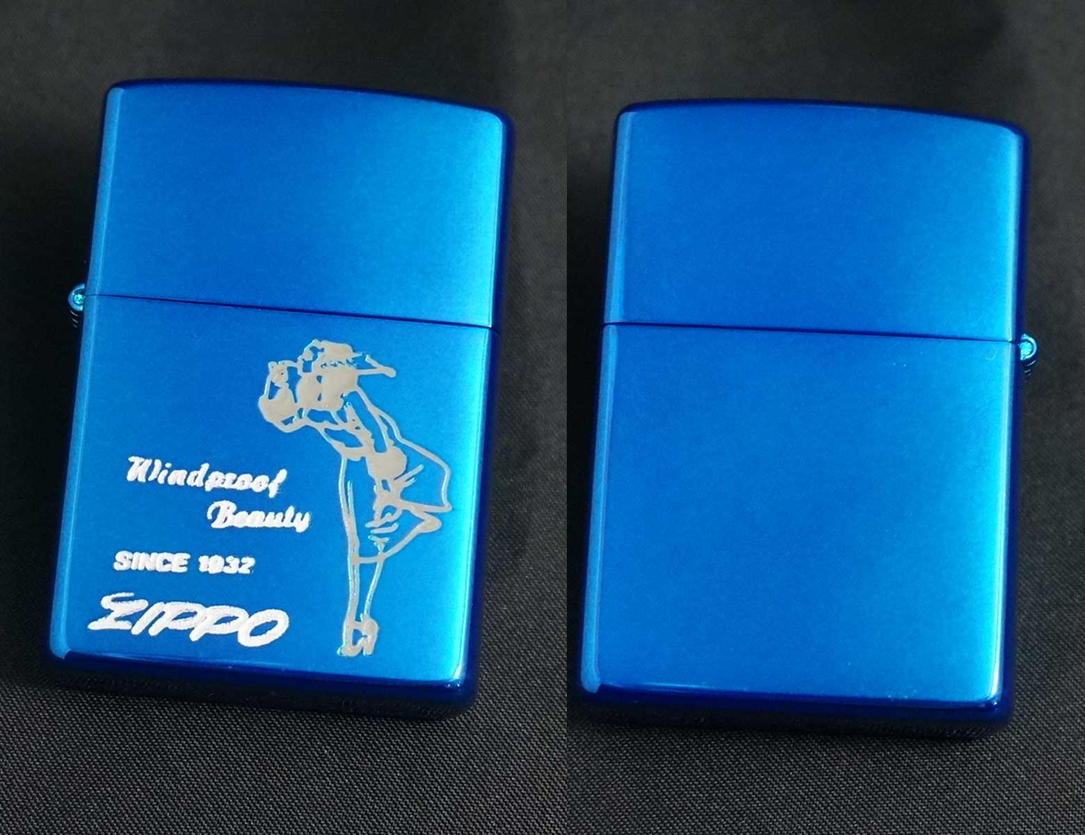 画像: zippo WINDY ブルーイオン 特製木箱入 A 1999年製造