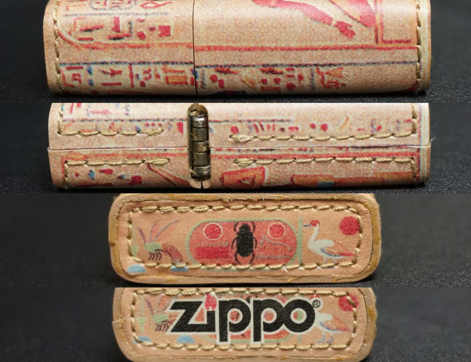 画像: zippo 革巻き エジプト柄 特別手工芸品シリーズ B 2002年製造