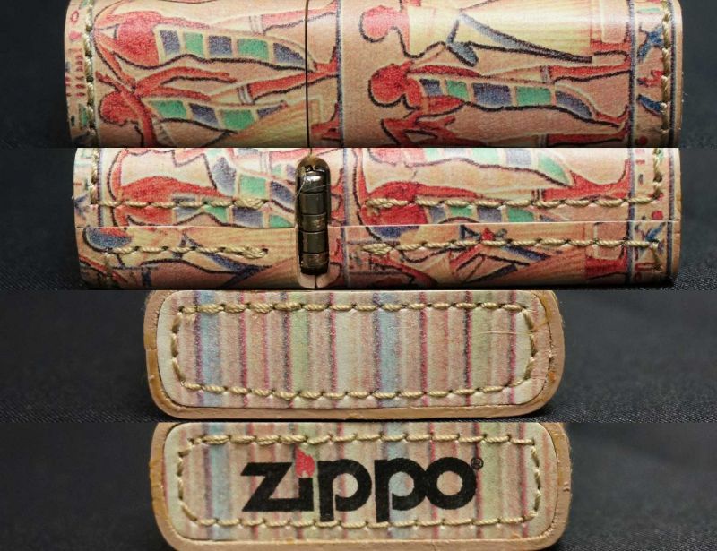 画像: zippo 革巻き エジプト柄 特別手工芸品シリーズ A 2002年製造