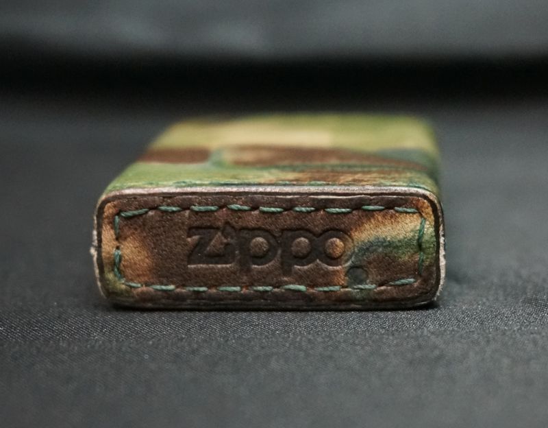 画像: zippo 革巻き カモフラージュ 1999年製造