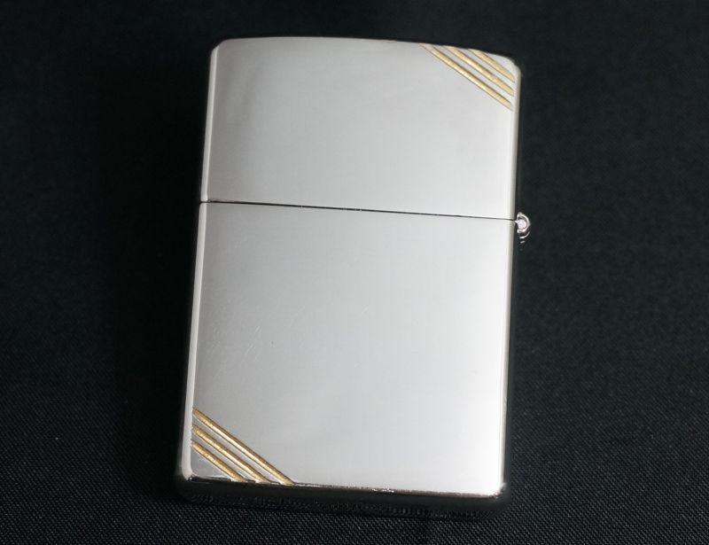 画像: zippo 筆記体ロゴ金差し シルバーメッキ 1997年製造