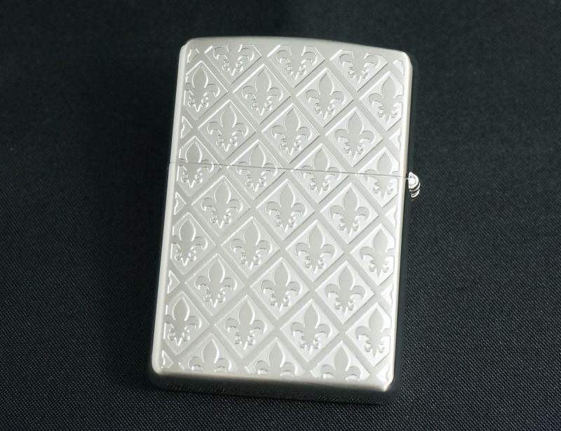 画像: zippo ユリ柄 両面エッチング SS 2005年製造