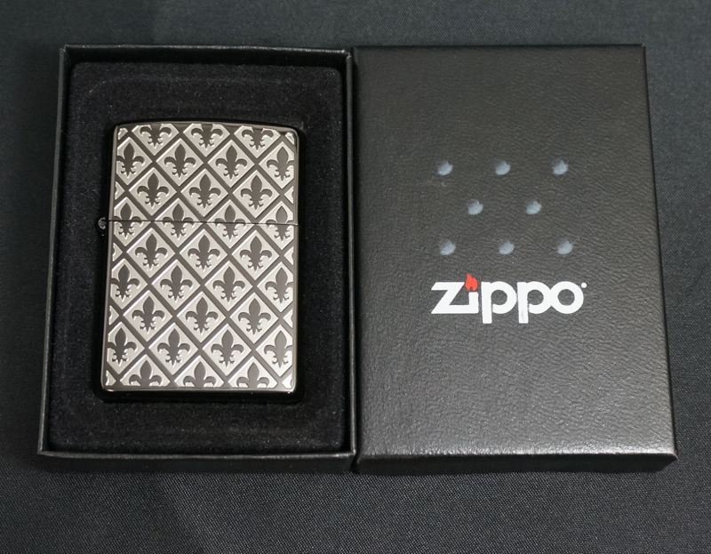 画像: zippo ユリ柄 両面エッチング BK  2006年製造