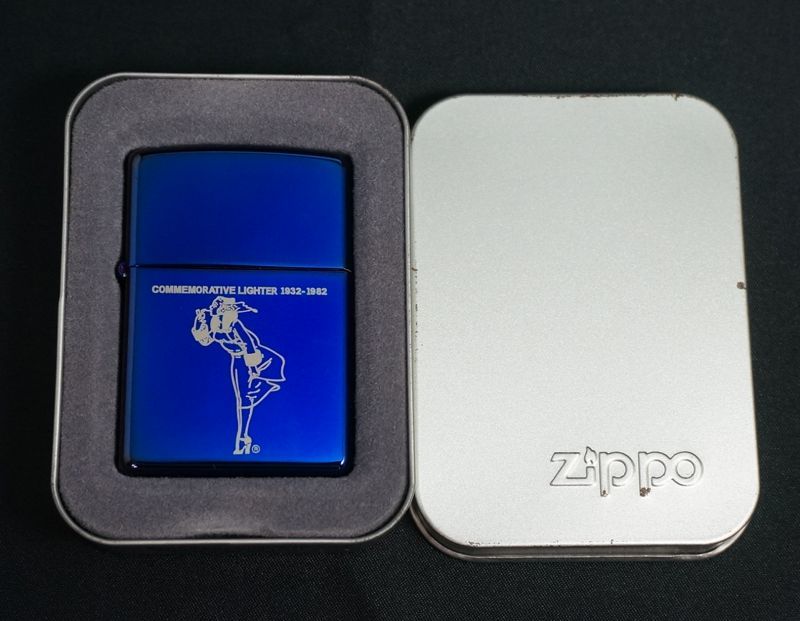 画像: zippo WINDY コメモラティブ柄 インディゴブルー 2003年製造