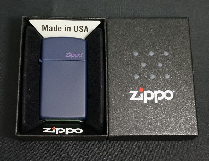 画像: zippo マットカラー ネイビー navy Matte スリム 1639ZL