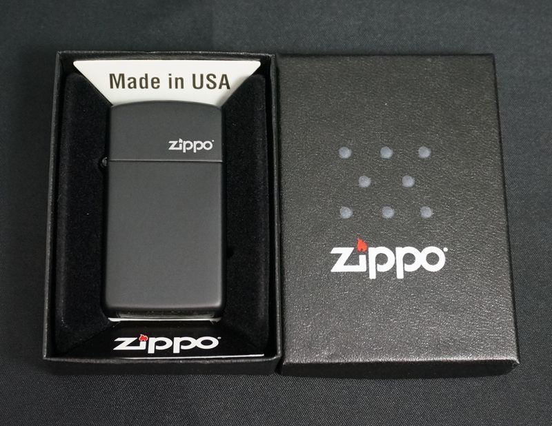 画像: zippo マットカラー 黒 Black Matte スリム　1618ZL