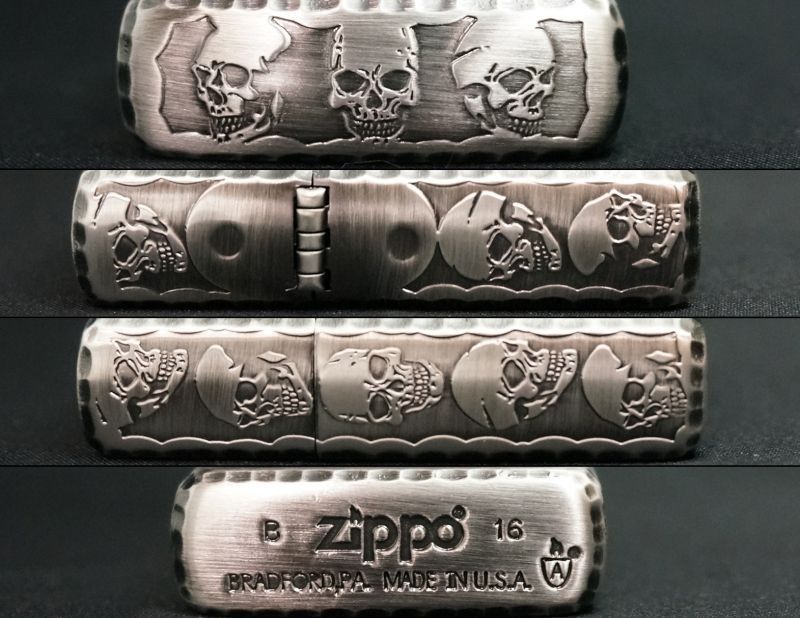 画像: zippo ARMOR スカル 3面加工 3ER-SKULL B アンティークSV