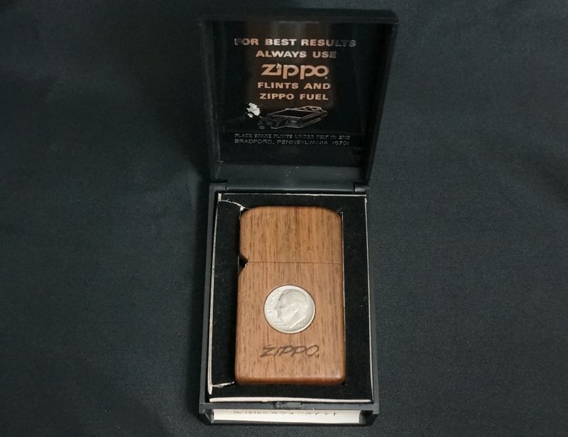 画像: zippo ウォールナット リバティコイン スリム 2002年製造