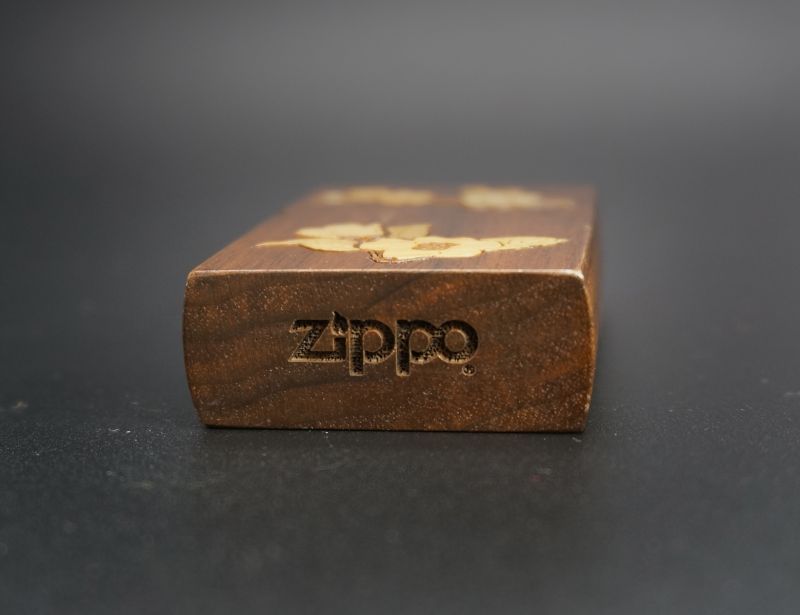 画像: zippo 木巻き 花  1998年製造 ウッド割れあり