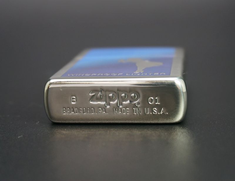 画像: zippo WINDY ミラーデザイン ブルー 2001年製造 キズあり