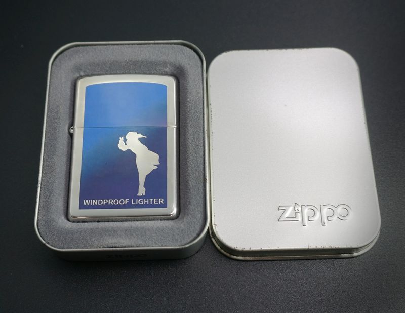 画像: zippo WINDY ミラーデザイン ブルー 2001年製造 キズあり