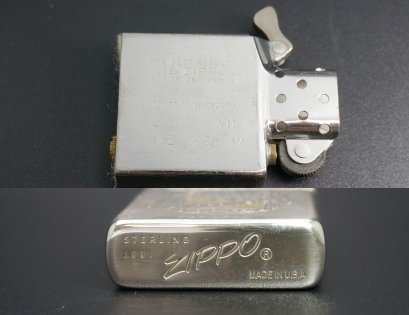 画像: zippo スターリングシルバー 60周年記念 ボトム筆記体 1991年製造 