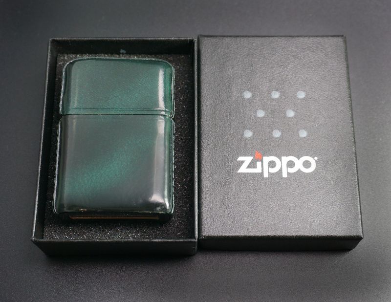 画像: zippo アドバンティックレザー グリーン