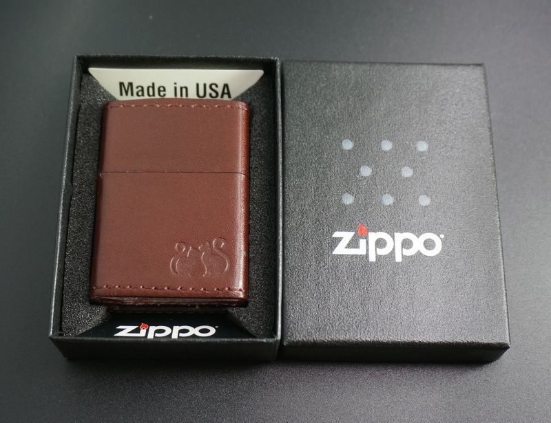 画像: zippo レザーキャット ライトブラウン