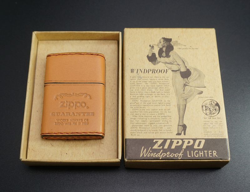 画像: zippo 革巻き 文字 ライトブラウン