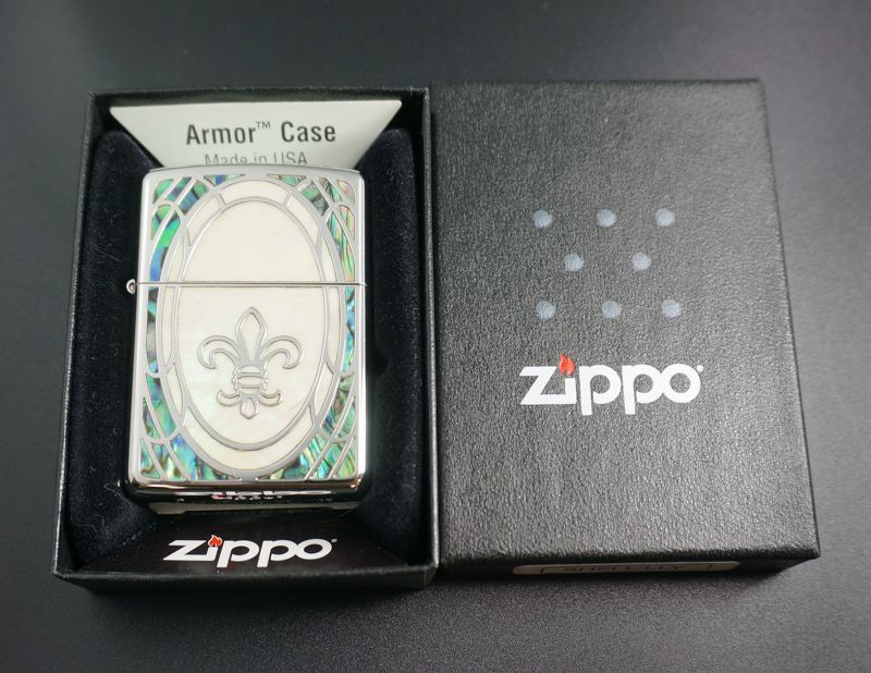 画像: zippo ARMOR シェル ユリ柄 SHELL-LLY