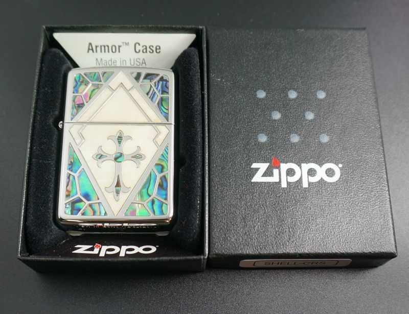 画像: zippo ARMOR 貝張り クロス 