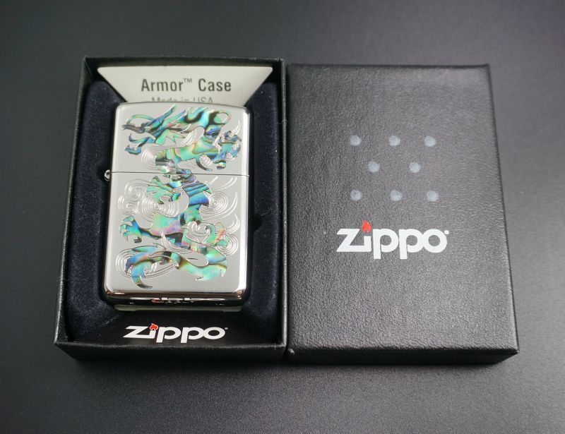 画像: zippo ARMOR 貝張りシリーズ 龍・桜 162KB-RYSP